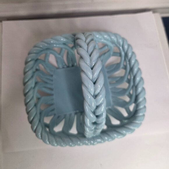 Grace Pantry Hand Woven Baby Blue Ceramic Lattice Basket - Picture 4 of 5